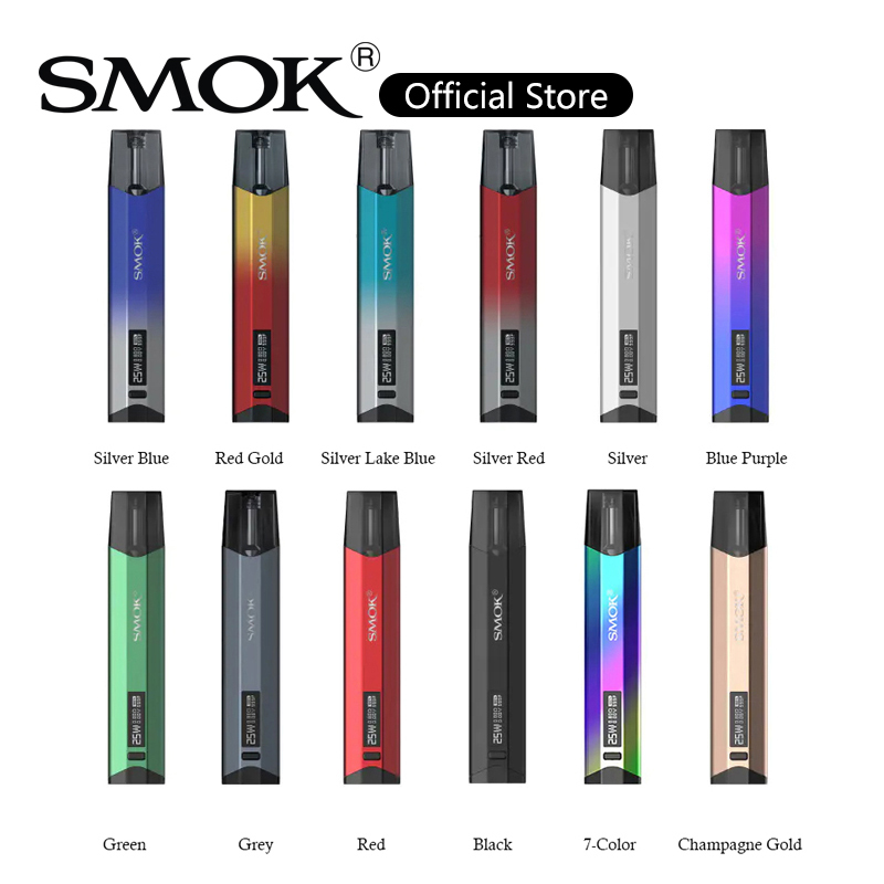 

12 Colors SMOK Nfix Pod Kit 25W VW Vapor Device Built-in 700mAh Battery with 3ml DC 0.8ohm MTL Pod Cartridge 100% Original, Silver blue