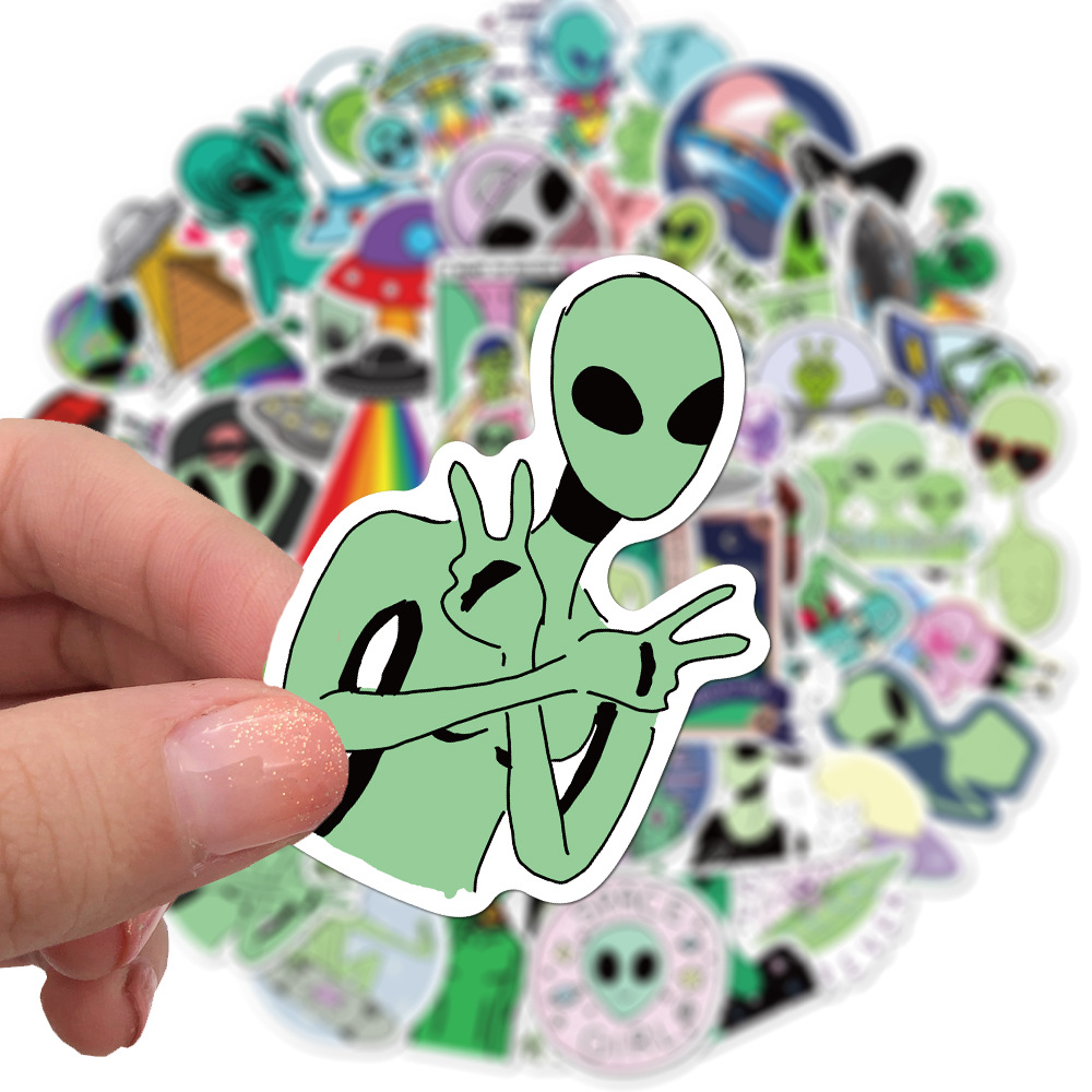 Pack of 50pcs Funny ET Stickers UFO Space Lovely Vinyl Decals Car Laptop Skateboard Computer sticker Decal Pack Lots Wholesale