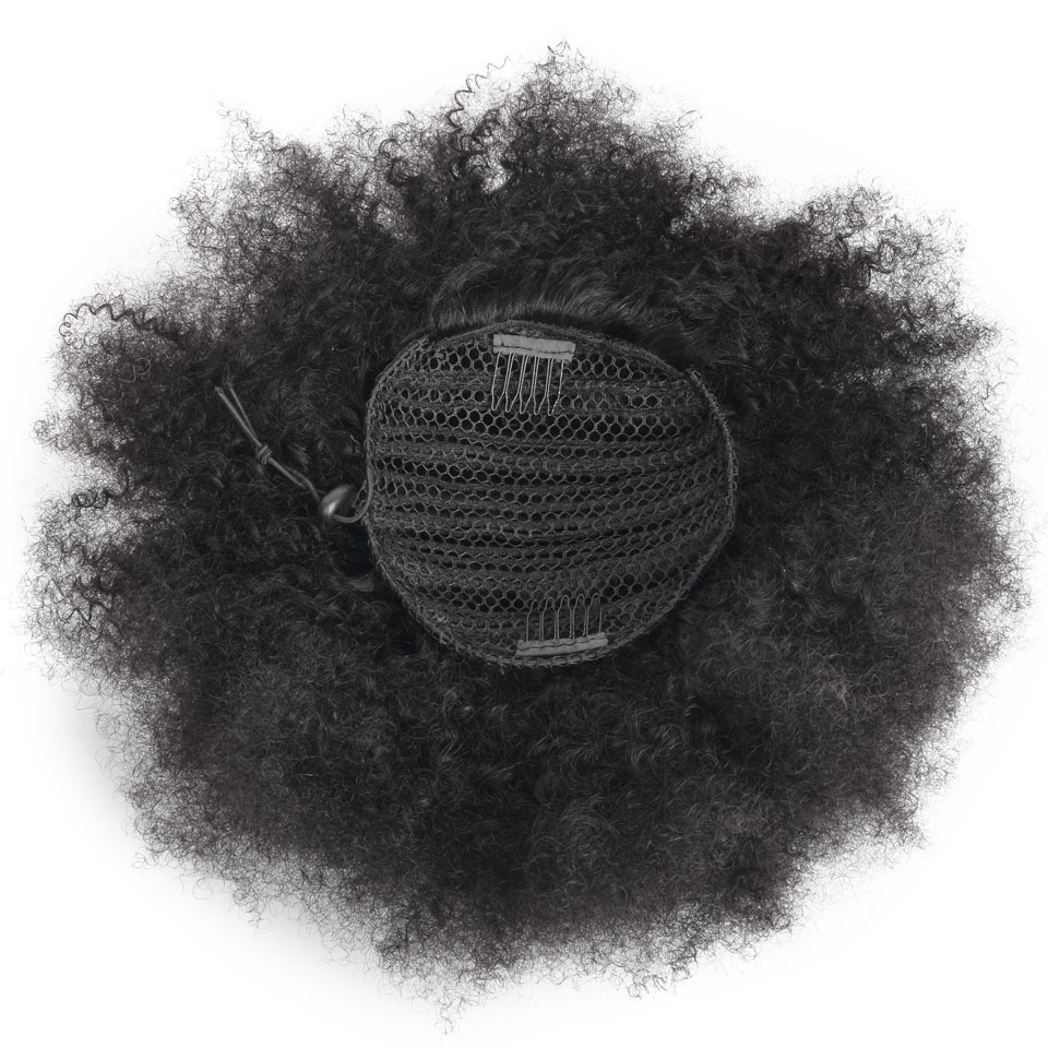 Natural big puff 4c ponytail human hair extension for black women afro kinky curly 2020 natural hairstyle 160g