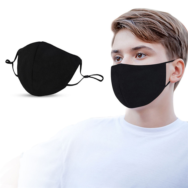 In Stock! Black Fashion Face Mask Summer Breathable Dust-proof Adjustable Cotton Face Mask Washable Reusable Cycling Mask Free Shipping