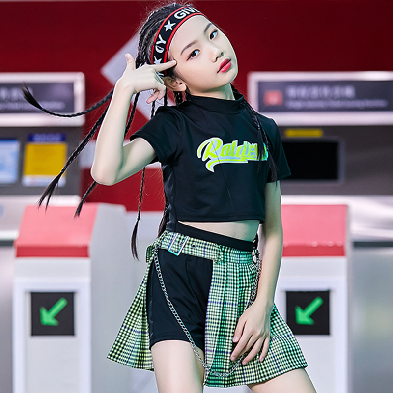 Street Dance Costume Girls' Hip Hop Clothing Short Sleeve Top Plaid Skirt Cheerleading Performance Outfit Stage Wear DNV13405, As picture
Street Dance Costume Girls' Hip Hop Clothing Short Sleeve Top Plaid Skirt Cheerleading Performance Outfit Stage Wear DNV13405, As picture