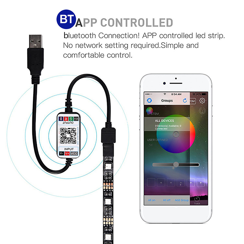 LED TV Backlight Strip DC5V SMD5050 1M 2M 3M 4M 5M USB Cable Power Flexible RGB Bluetooth Smart Background Tape Lighting