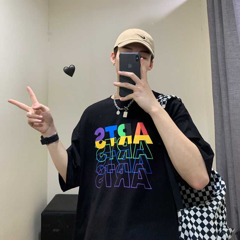 Korean Fashion Couple Clothing Plus Size Pullover Harajuku Streetwear for Men Tops Homme Colorful Letters Printed Mens T Shirt, Black
Korean Fashion Couple Clothing Plus Size Pullover Harajuku Streetwear for Men Tops Homme Colorful Letters Printed Mens T Shirt, Black