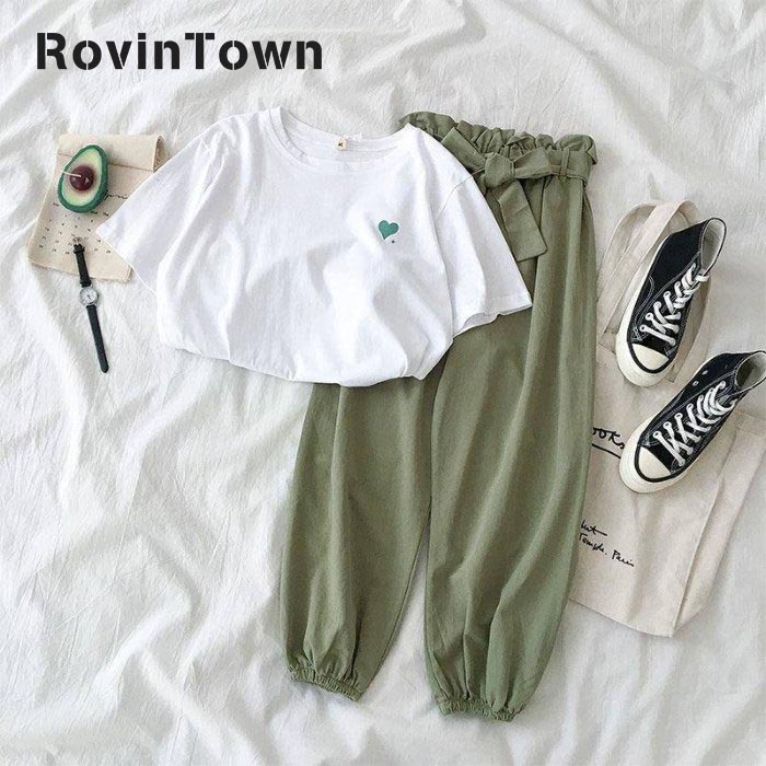 Summer New Famale Tracksuits Fashion CLothes Casual Loose White Top and Pant 2 Piece Sets Women Students Girl Sweet Sportswear, Black
Summer New Famale Tracksuits Fashion CLothes Casual Loose White Top and Pant 2 Piece Sets Women Students Girl Sweet Sportswear, Black