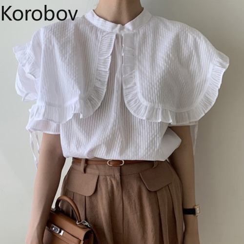 Korobov Korean Vintage Puff Sleeve Blouses Elegant Big Turn-Down Collar Female Shirts 2020 New Chic Lacing Bow Blusas Mujer, White shirt
Korobov Korean Vintage Puff Sleeve Blouses Elegant Big Turn-Down Collar Female Shirts 2020 New Chic Lacing Bow Blusas Mujer, White shirt