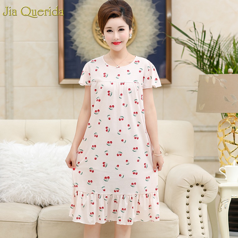Lingerie Sleepwear Gowns Women White Lovely Cherry Printing Cotton Nighty Short Sleeves Ruffle Skirt Hem Elegant Big Night Dress, 1912
Lingerie Sleepwear Gowns Women White Lovely Cherry Printing Cotton Nighty Short Sleeves Ruffle Skirt Hem Elegant Big Night Dress, 1912