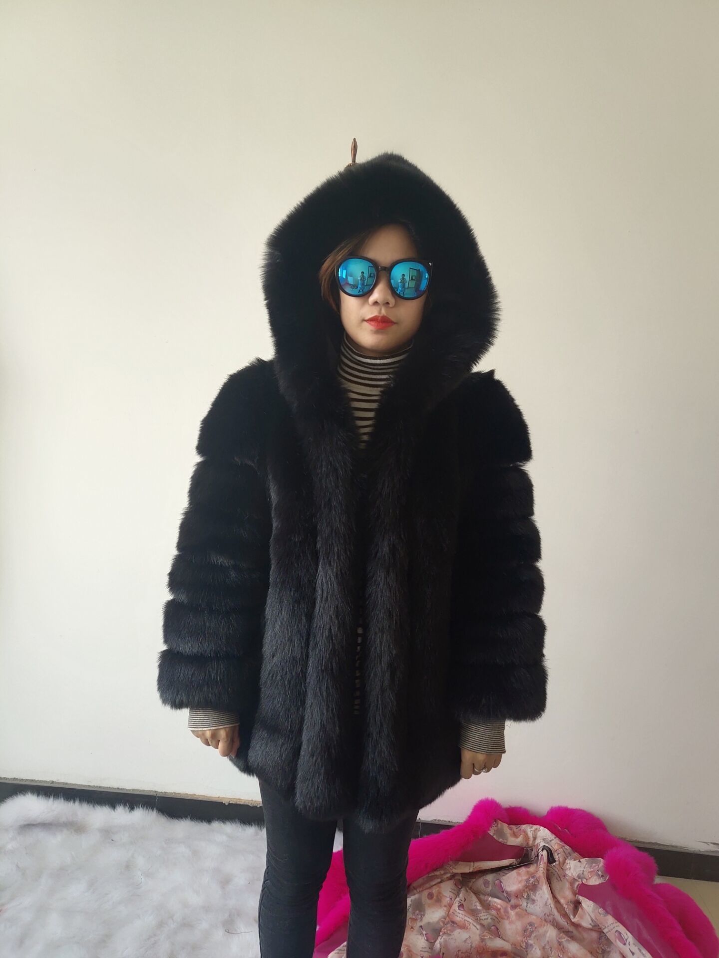 Factory Coat Women Winter Fashion Artificial Hooded Coats Overcoat Female Faux Fur Jacket T200507