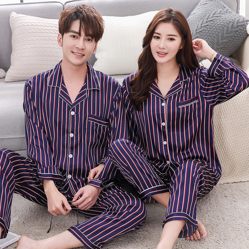 Couple Pajama Sets Silk Satin Striped Sleepwear His-and-her Home Suit Pyjama For Lover Man Woman Lovers' Clothes adult, Men f
Couple Pajama Sets Silk Satin Striped Sleepwear His-and-her Home Suit Pyjama For Lover Man Woman Lovers' Clothes adult, Men f
