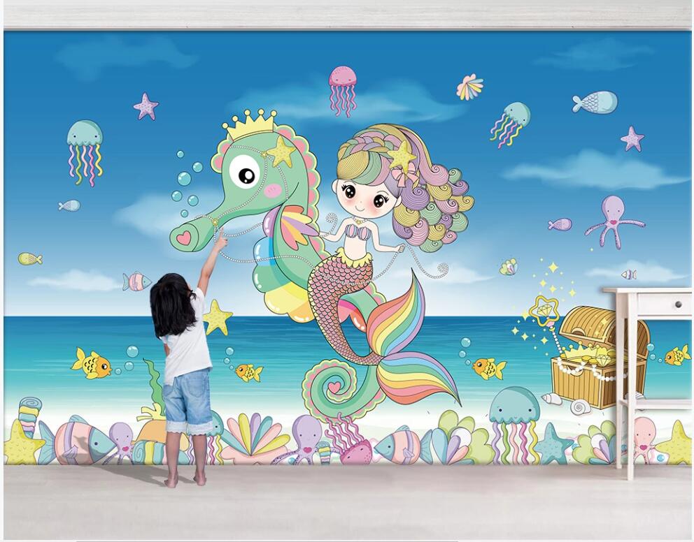 3d wallpaper custom photo mural Dreamy underwater tropical fish seahorse mermaid children's decor 3d wall murals wallpaper for living room, Non-woven wallpaper
3d wallpaper custom photo mural Dreamy underwater tropical fish seahorse mermaid children's decor 3d wall murals wallpaper for living room, Non-woven wallpaper