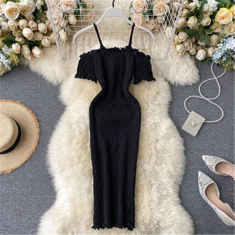 Vintage 2020 Slim Draped Bodycon Knitted short Dress spaghetti strap off shoulder dress Summer Party Women sexy club dresses, Black
Vintage 2020 Slim Draped Bodycon Knitted short Dress spaghetti strap off shoulder dress Summer Party Women sexy club dresses, Black
