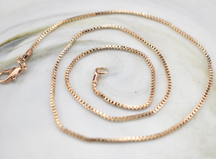 Venice Chain Men women Necklace silvery White K rose gold K gold 1.4MM Box Chain Necklace 16"/18"/20" for Pendants