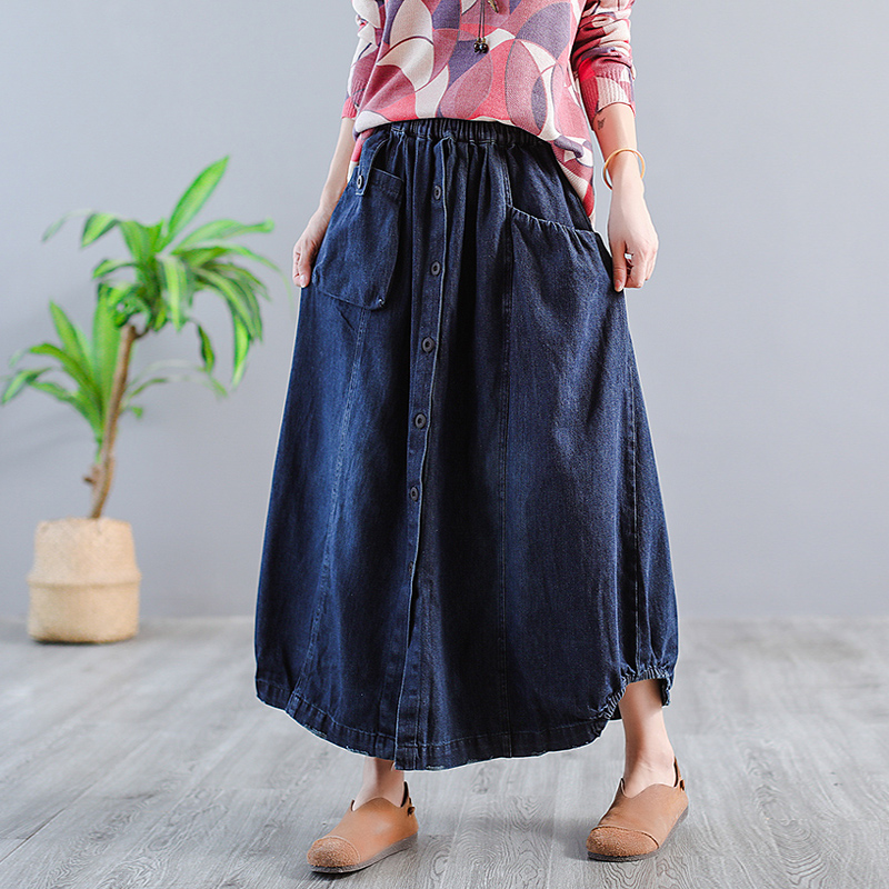 Free Shipping 2020 New Long Maxi Women Elastic Waist Spring Summer Denim Cortton Casual Skirts A-line Pockets Single Breasted, Blue
Free Shipping 2020 New Long Maxi Women Elastic Waist Spring Summer Denim Cortton Casual Skirts A-line Pockets Single Breasted, Blue
