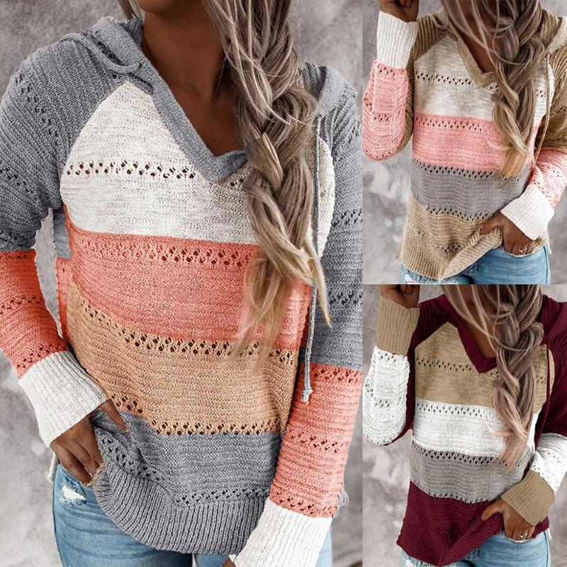3XL Casual Women Autumn Long Sleeve Stripe Patchwork Knitted Pullover Hooded Sweater fashion thin pullover Ladies sweaters, Pink
3XL Casual Women Autumn Long Sleeve Stripe Patchwork Knitted Pullover Hooded Sweater fashion thin pullover Ladies sweaters, Pink
