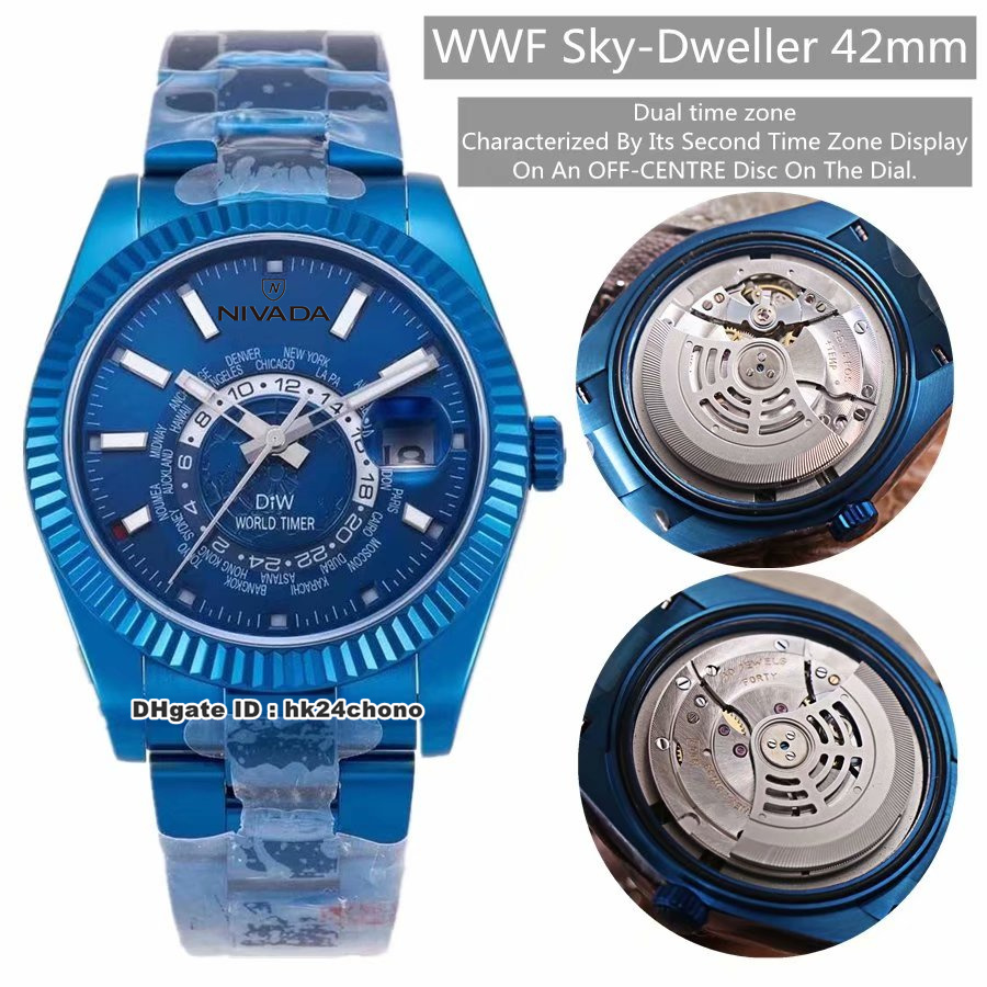 NEW WWF Sky-Dweller World Timer 2 by DiW 42mm Steel Blue DLC Automatic Men's Watch Blue Dial Blue DLC Steel Strap Gents Watches Original Box
NEW WWF Sky-Dweller World Timer 2 by DiW 42mm Steel Blue DLC Automatic Men's Watch Blue Dial Blue DLC Steel Strap Gents Watches Original Box