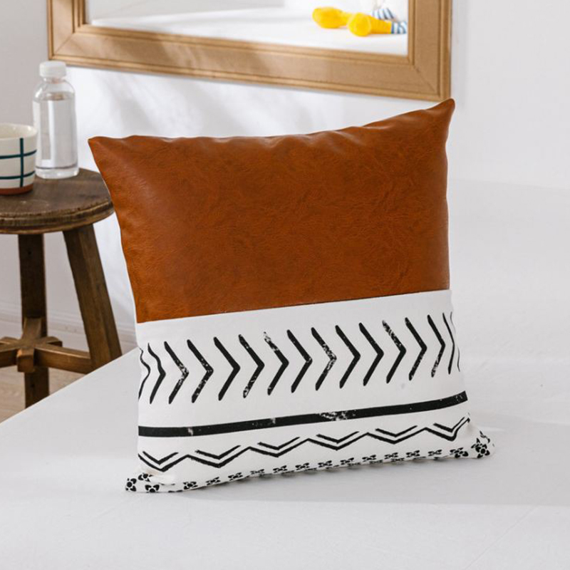 Set of 2 Faux Leather Pillow Cover Square Luxury Cushion Case Soft Decorative Throw Pillow Sham Case Set for Sofa Couch Bed