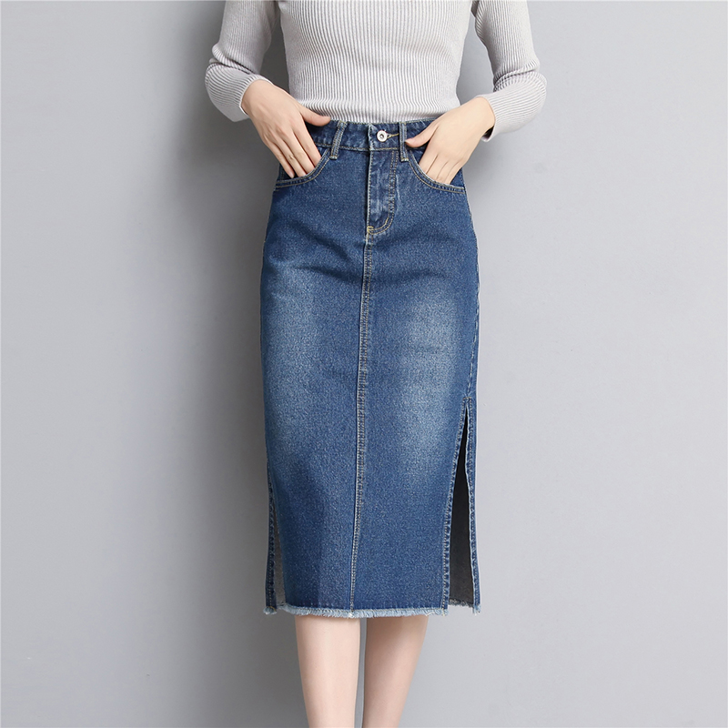 Casual Summer Midi Jeans Skirts Womens High Waist Pockets Split Pencil Denim Skirts Plus Size Ladies long Skirt jupe femme, As pic
Casual Summer Midi Jeans Skirts Womens High Waist Pockets Split Pencil Denim Skirts Plus Size Ladies long Skirt jupe femme, As pic