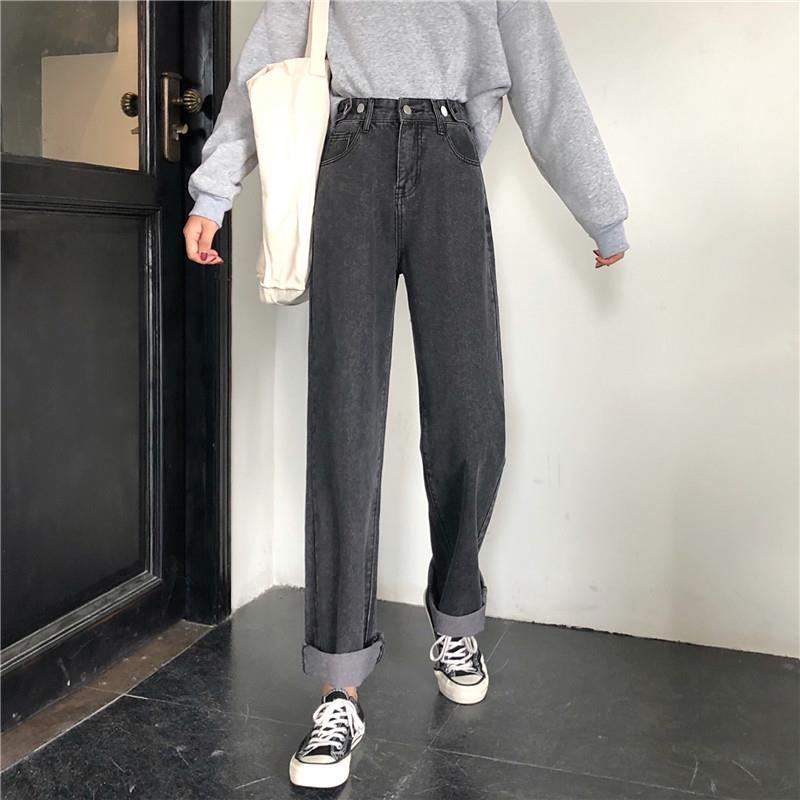 2020 Summer Women Harajuku Solid Button Zipper High Waist Straight Lady Elegant Trousers High Quality Wide Leg Jeans Z105, As pic
2020 Summer Women Harajuku Solid Button Zipper High Waist Straight Lady Elegant Trousers High Quality Wide Leg Jeans Z105, As pic