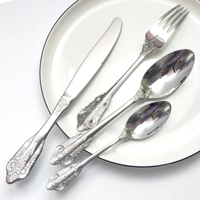 1-Piece Silver Tableware Knife Fork Spoon Dinner Set Mirror Flatware Dinnerware 304 Stainless Steel Cutlery kitchen Silverware
1-Piece Silver Tableware Knife Fork Spoon Dinner Set Mirror Flatware Dinnerware 304 Stainless Steel Cutlery kitchen Silverware