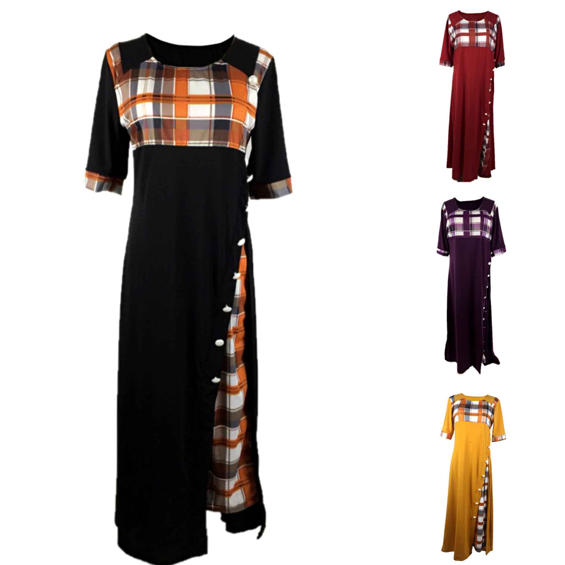 Womens Autumn Dress Ladys Fashion Plaid Print Long Dress Womens New Half Sleeve Long Dressss Women Casual Skirts Plus Size, Yellow
Womens Autumn Dress Ladys Fashion Plaid Print Long Dress Womens New Half Sleeve Long Dressss Women Casual Skirts Plus Size, Yellow