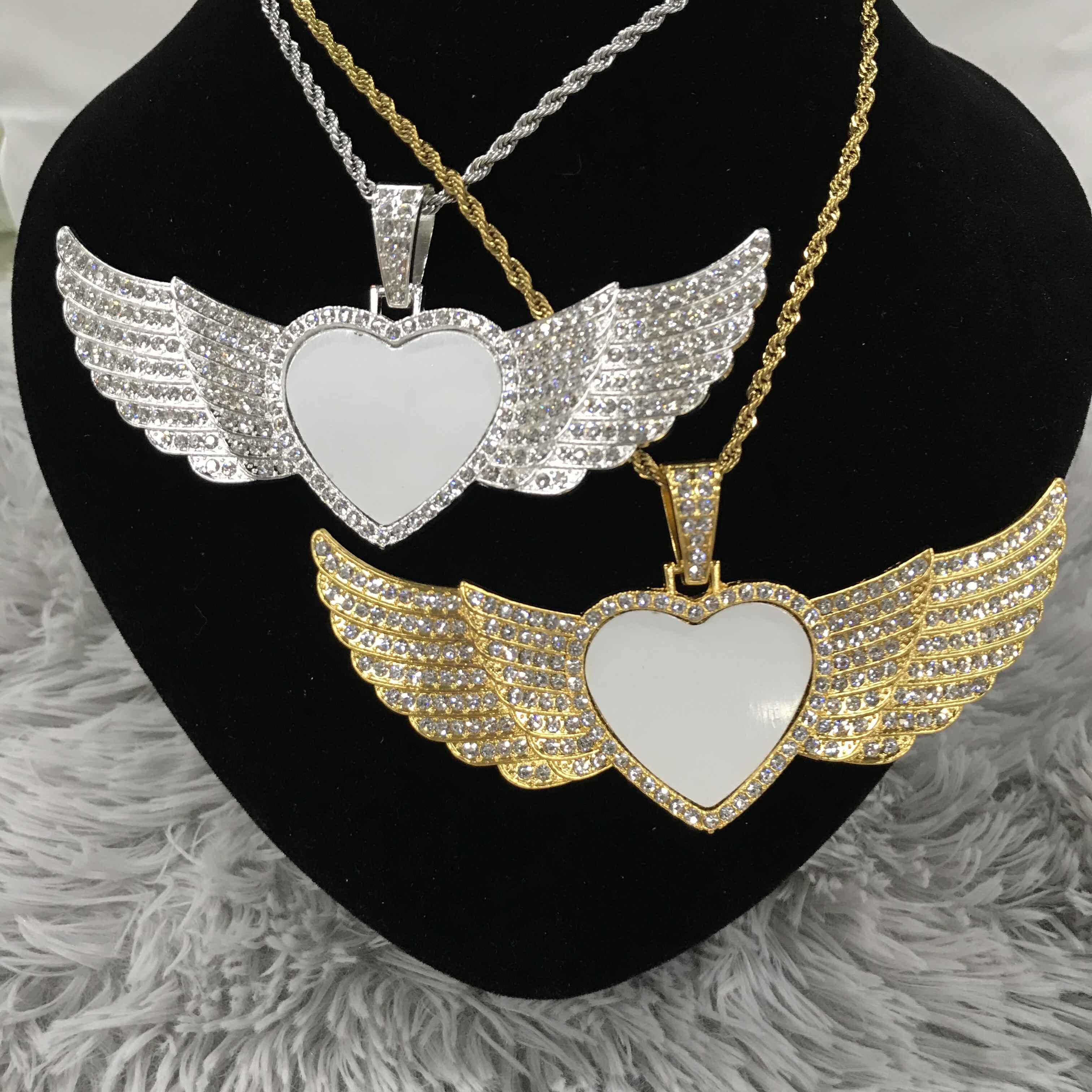 50Pcs/Lot Free Shipping Custom Jewelry Sublimation Heart Shape Angel Wings Necklace With Thick Chain For Promotion Gifts
50Pcs/Lot Free Shipping Custom Jewelry Sublimation Heart Shape Angel Wings Necklace With Thick Chain For Promotion Gifts
