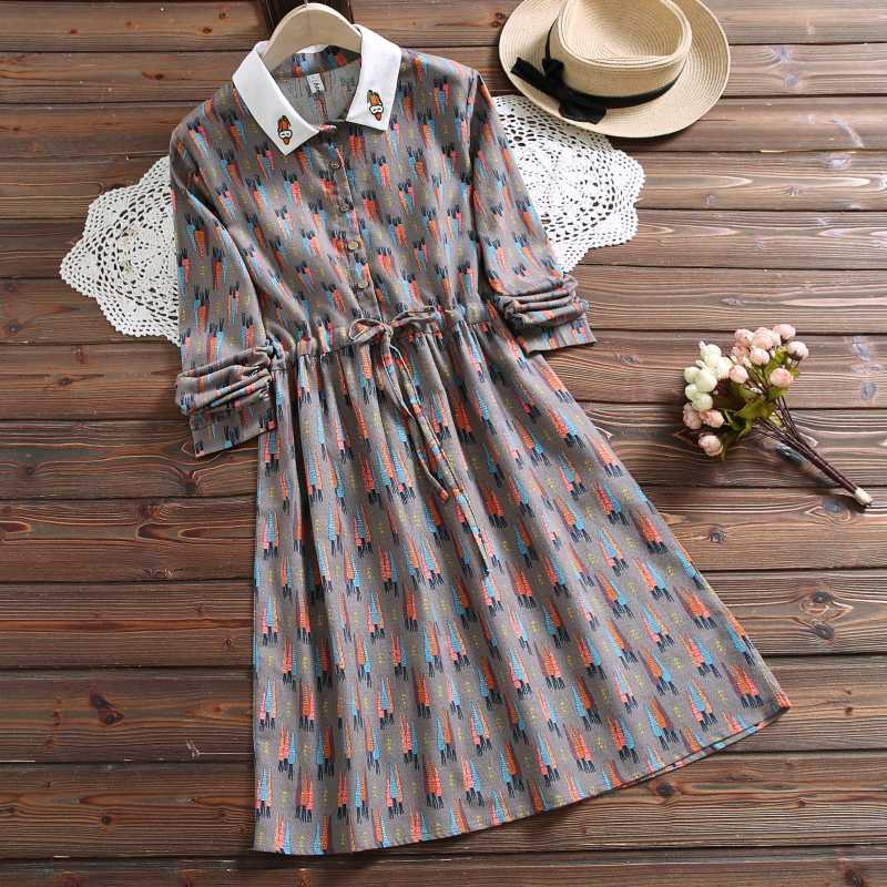 Mori girl spring fashion carrot print dress new style long sleeve autumn dress for sale, Blue
Mori girl spring fashion carrot print dress new style long sleeve autumn dress for sale, Blue