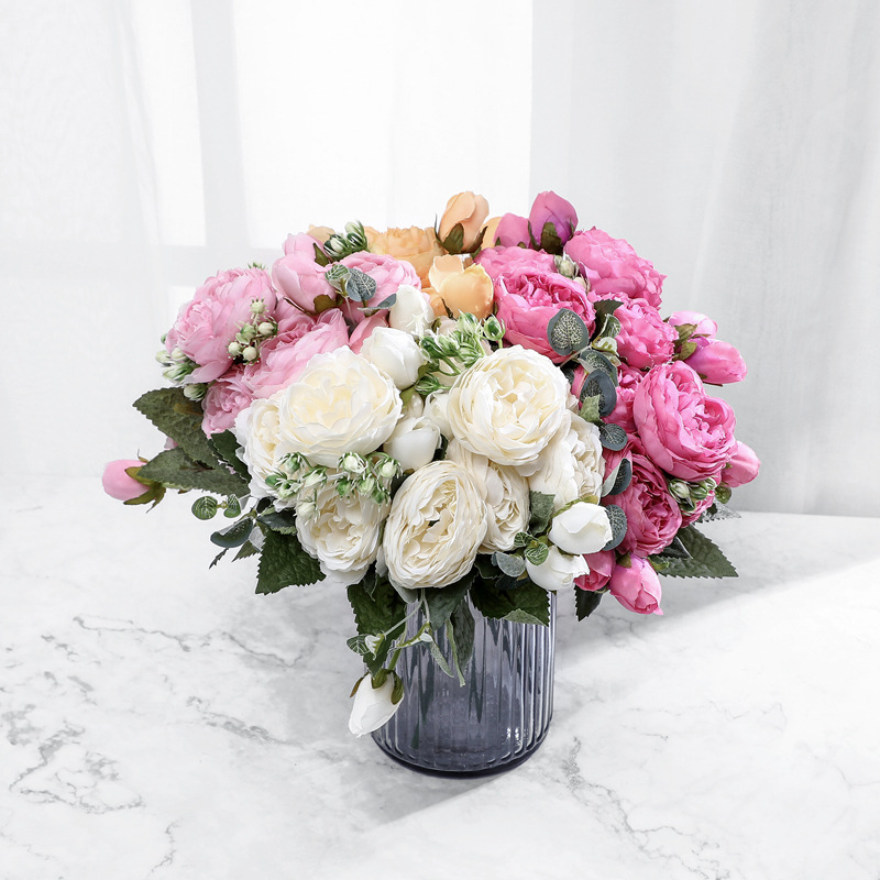 30cm Silk Peony Artificial Flowers Bouquet 5 Big Head and 4 Bud Cheap Fake Rose Flowers for Home Party Wedding Decoration, Blue
30cm Silk Peony Artificial Flowers Bouquet 5 Big Head and 4 Bud Cheap Fake Rose Flowers for Home Party Wedding Decoration, Blue
