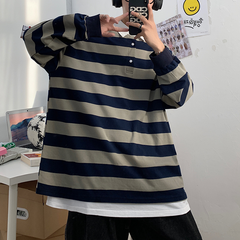 2020 Autumn Striped Sweatshirt for Men Turn Down Collar Los Hombres Sweetshirts Oversized Long Sleeve Moletom Korean Streetwear, Blue
2020 Autumn Striped Sweatshirt for Men Turn Down Collar Los Hombres Sweetshirts Oversized Long Sleeve Moletom Korean Streetwear, Blue
