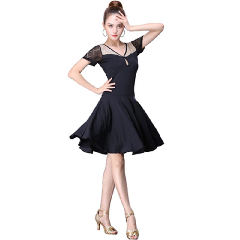 Latin dance skirt dress female adult professional practice clothes 2020 summer sexy new short-sleeved dance costume, Black
Latin dance skirt dress female adult professional practice clothes 2020 summer sexy new short-sleeved dance costume, Black