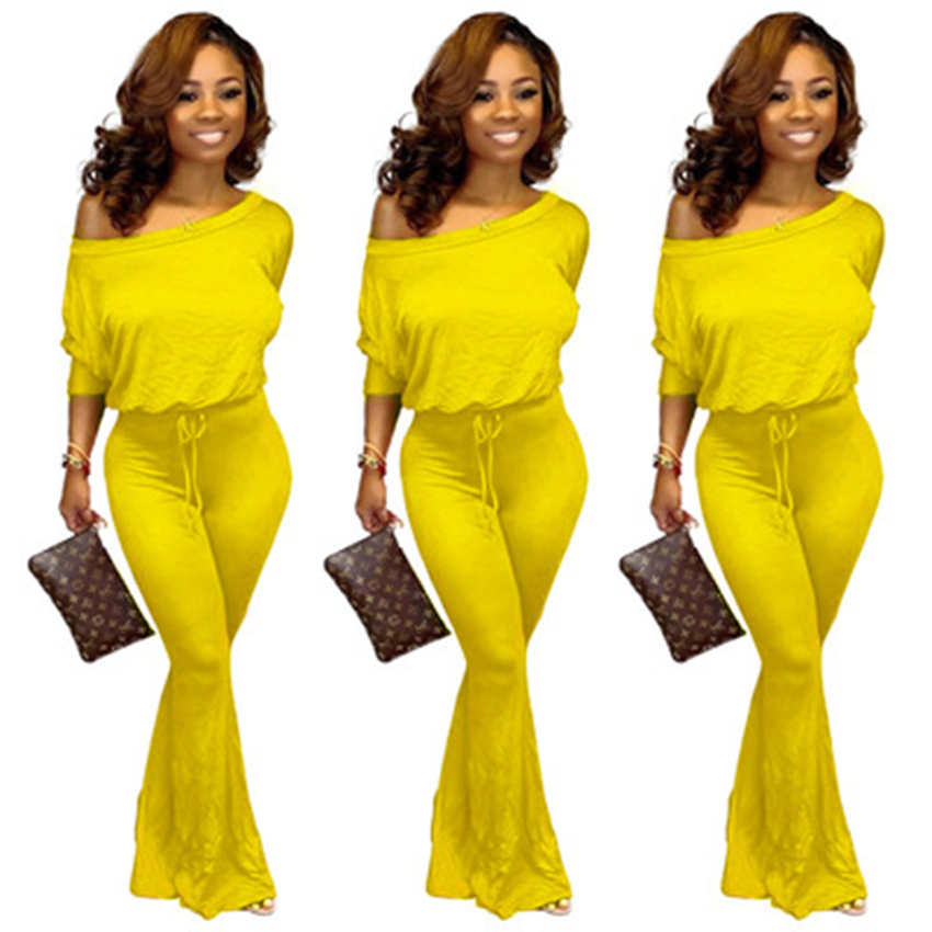 jumpsuit Spot 2023 European spring and summer fashion casual solid color bat sleeve jumpsuit support mixed batch