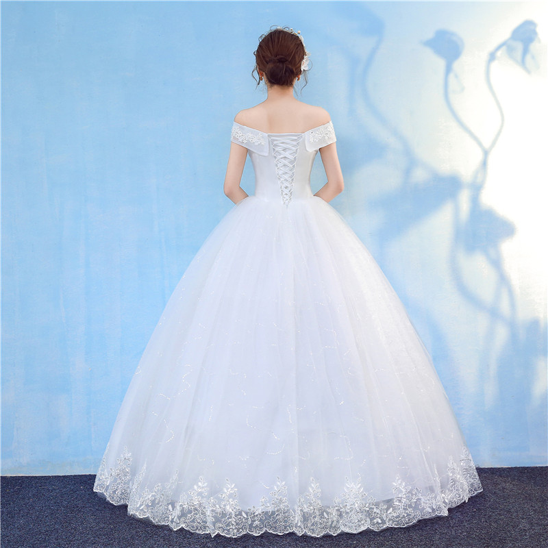 New Arrival 2020 Free Shipping Vintage Elegant Lace White Wedding Dresses Boat Neck Plus Size Ball Gown Robe de Cheap