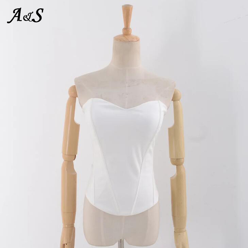 Women Sexy Tops Slim Backless Three-dimensional Clipping Thin Fishbone Female Strapless Party Summer Sleeveless High Quality Tee
