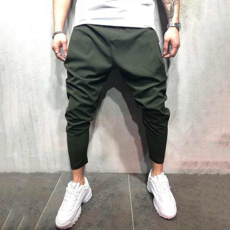 Men's Casual Solid Color Harem Pants, Hip Hop Ankle-Tied Trousers, Breathable And Comfortable For Sports B4