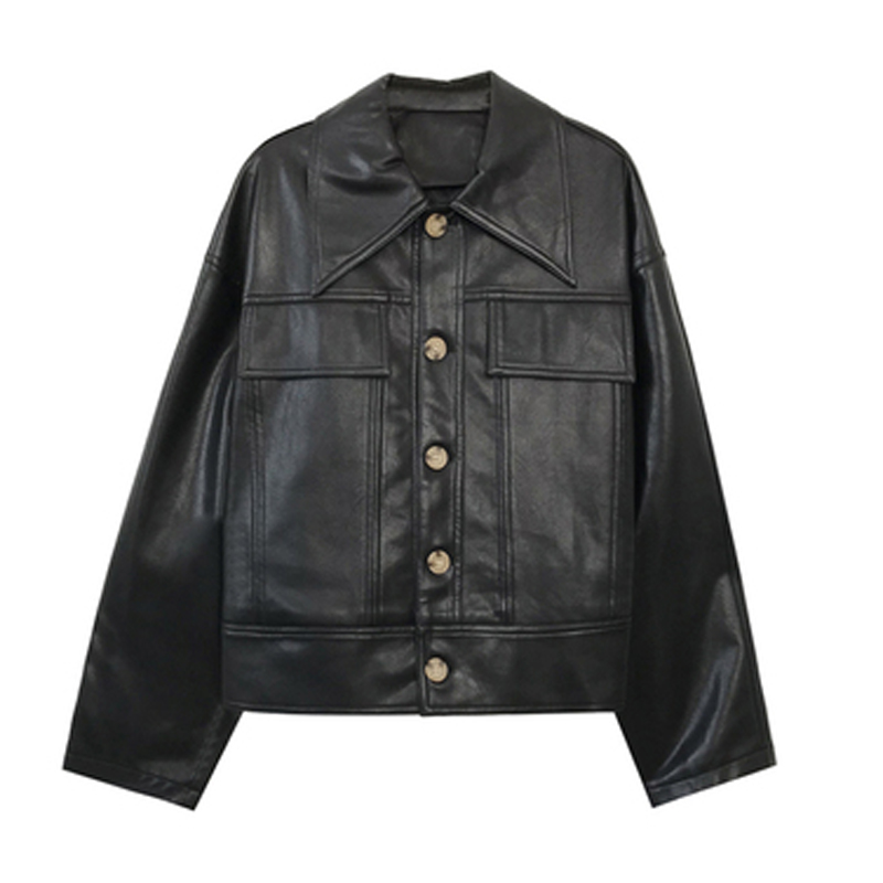 PERHAPS U Women PU faux leather white black jacket pocket turn down collar outwear button high street C0194, Beige
PERHAPS U Women PU faux leather white black jacket pocket turn down collar outwear button high street C0194, Beige
