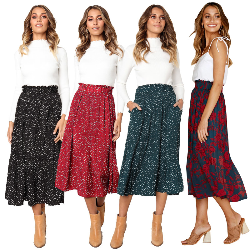 Women Summer Casual Skirt High Waist Wave Point Slim Ruffled Long Skirt Boho Beach Skirts Female Bottoms Elegant Chiffon Skirts, Black;gray
Women Summer Casual Skirt High Waist Wave Point Slim Ruffled Long Skirt Boho Beach Skirts Female Bottoms Elegant Chiffon Skirts, Black;gray
