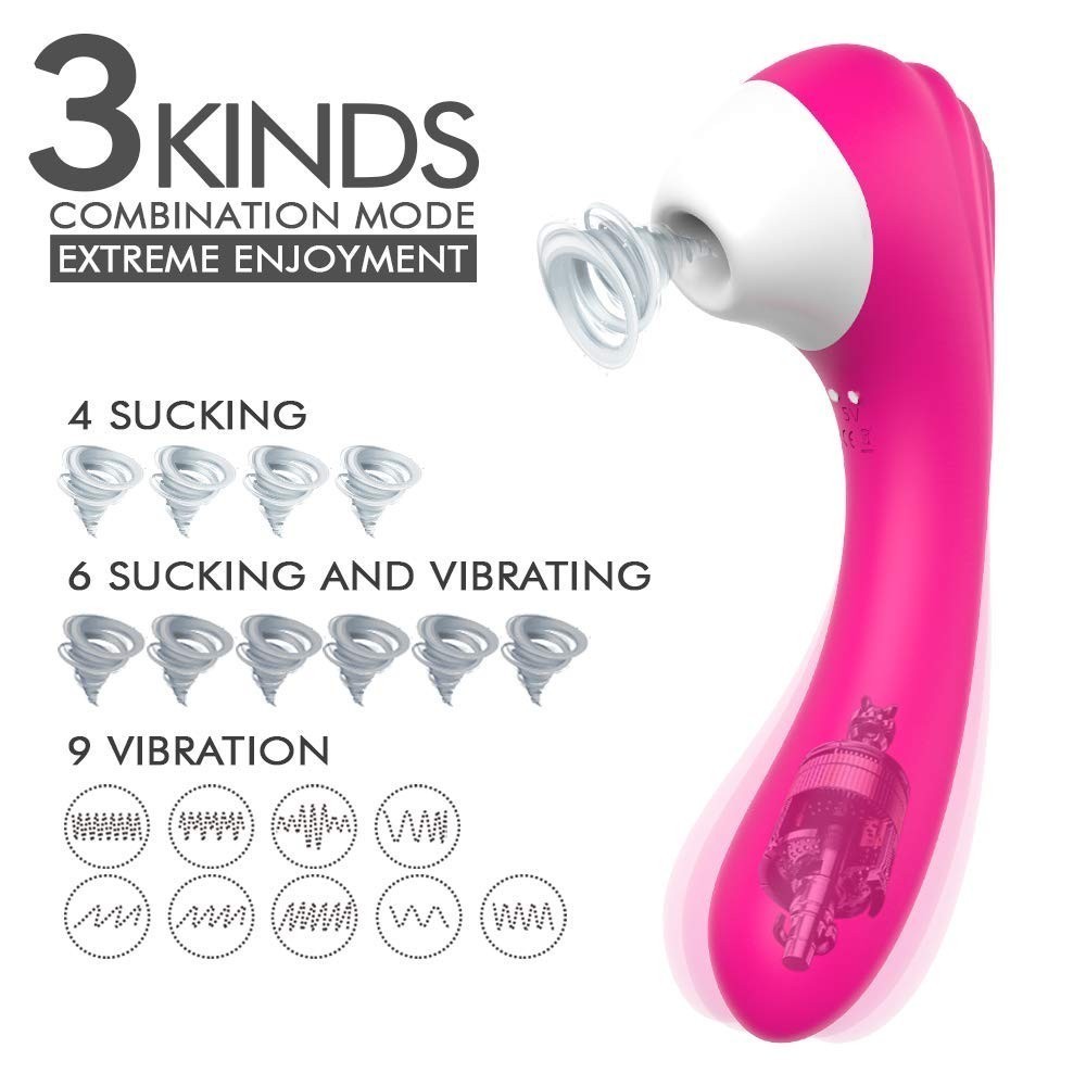 Clitoral Sucking Dildo Vibrator, Waterproof G-Spot Clit Massager For Female With 10 Suction & 9 Vibration,Sex Toys For Women Y200616
