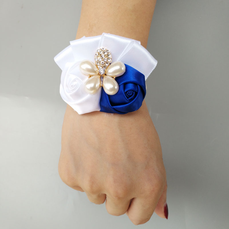 European Ribbon Bride Bridesmaid Hand Wrist Flower Wrist Corsage Bracelet Flower Hand Wedding Flowers Party Decoration SW2577, White royal blue
European Ribbon Bride Bridesmaid Hand Wrist Flower Wrist Corsage Bracelet Flower Hand Wedding Flowers Party Decoration SW2577, White royal blue