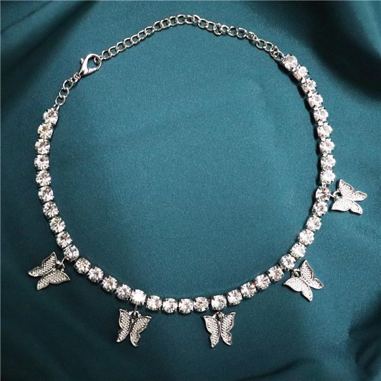 Butterfly Anklet Hip Hop Jewelry for Women High Quality Bling Bling Iced Out Chain Fashion Charm Adjustable Anklet Party Gifts