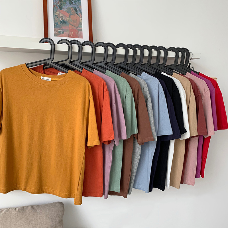 15 Solid Color Short Sleeve T Shirt Women Korean New Simple Kawaii Summer Top Black All-match Harajuku O-Neck Basic Tshirt Femme 
15 Solid Color Short Sleeve T Shirt Women Korean New Simple Kawaii Summer Top Black All-match Harajuku O-Neck Basic Tshirt Femme