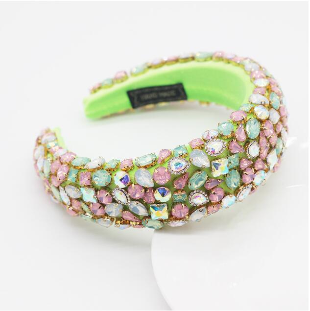 Gorgeous Baroque Hair Jewelry Bohemian Padded Crystal Crown Headbands Exaggerated Rhinestone Tiara Hairbands For Women Wedding
