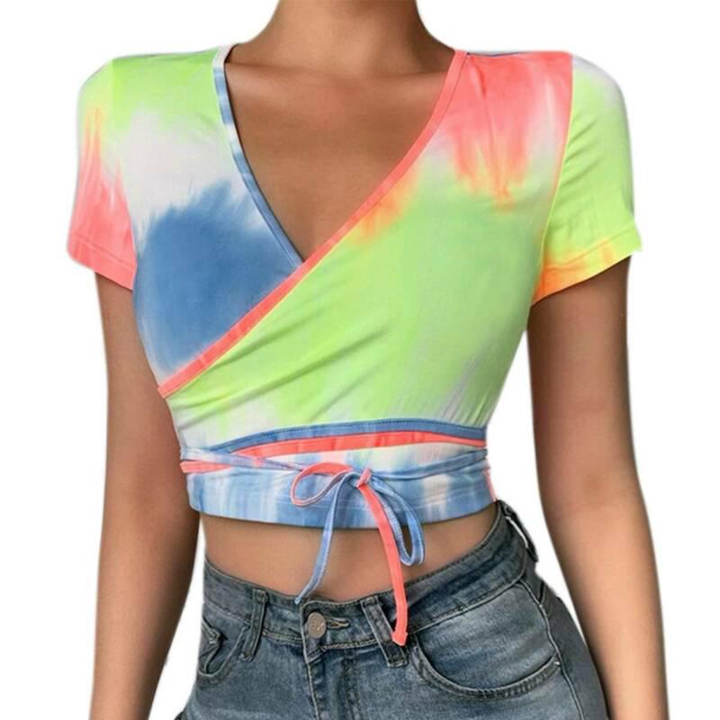 Vicabo T-shirt Women Summer Casual Female Short Sleeve Cross V Neck Bandage T Shirt Woman Tie Dye Crop Top, Tie dye tops
Vicabo T-shirt Women Summer Casual Female Short Sleeve Cross V Neck Bandage T Shirt Woman Tie Dye Crop Top, Tie dye tops