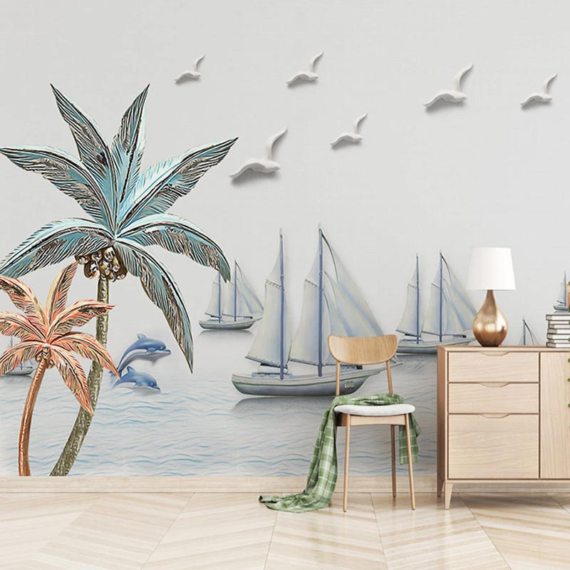 Custom Mural Wallpaper 3D Stereo Sailboat Coconut Tree Wall Painting Living Room Restaurant Theme Hotel Background Wall Papers, As pic
Custom Mural Wallpaper 3D Stereo Sailboat Coconut Tree Wall Painting Living Room Restaurant Theme Hotel Background Wall Papers, As pic