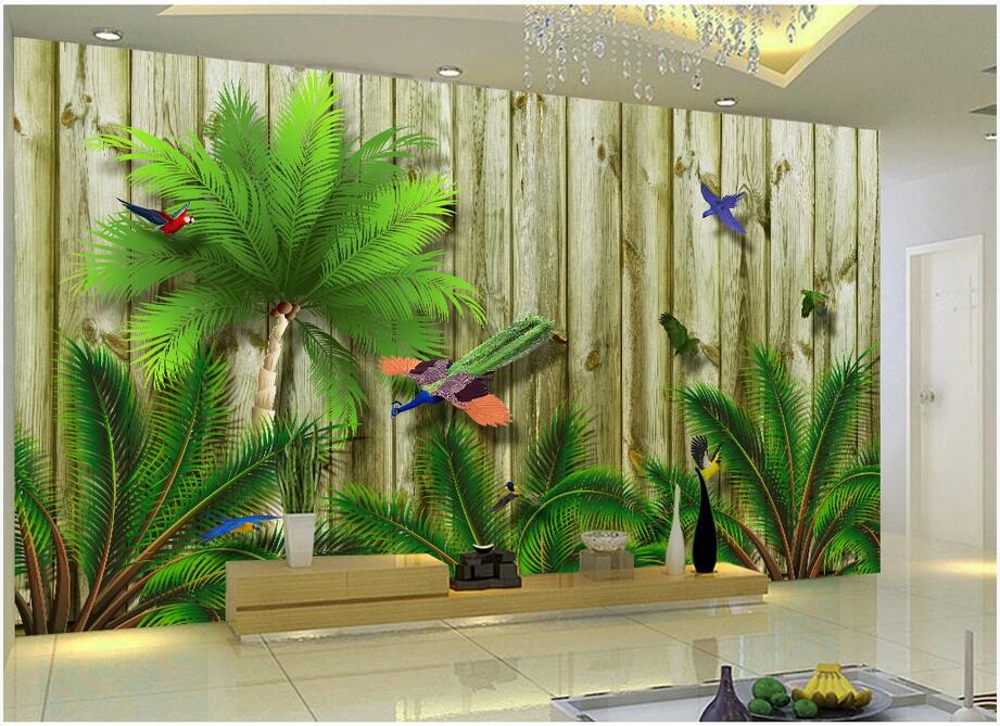 

3d room wallpaper custom photo mural Tropical bird forest southeast asia background painting home improvement wallpaper for walls 3 d, Non-woven fabric