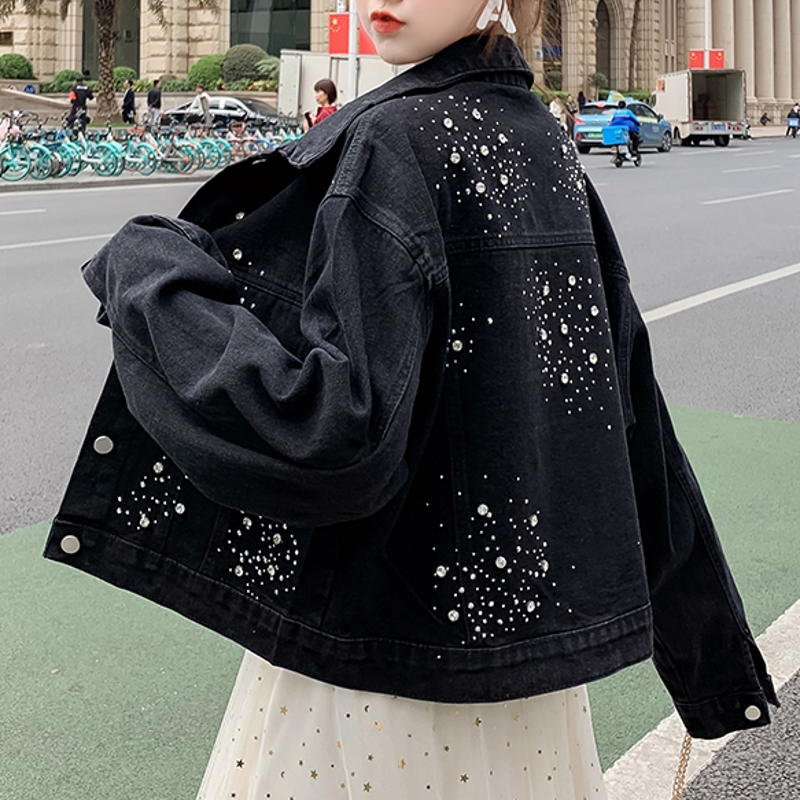 Loose Korean Clothes Fashion Diamonds Denim Jacket Women Coat Lady 2020 New Spring Autumn Black Blue Jeans Outerwear Tops C01514, Black denim jacket
Loose Korean Clothes Fashion Diamonds Denim Jacket Women Coat Lady 2020 New Spring Autumn Black Blue Jeans Outerwear Tops C01514, Black denim jacket