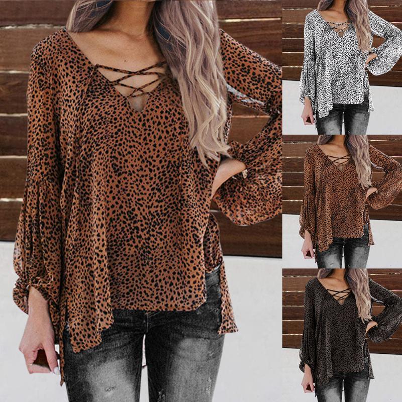 Casual 2020 Shirts Women V-Neck Full Lantern Sleeve Leopard Print Tops And Blouses Fashion Womens Blouse With Lace Plus Size
Casual 2020 Shirts Women V-Neck Full Lantern Sleeve Leopard Print Tops And Blouses Fashion Womens Blouse With Lace Plus Size