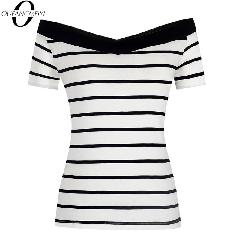 Elegant Off the Shoulder Striped Pullovers Tee Summer Women Casual T shirt ET042, White
Elegant Off the Shoulder Striped Pullovers Tee Summer Women Casual T shirt ET042, White