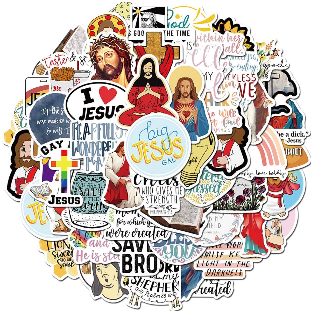 50Pcs Jesus Christ Stickers Pack Car Laptop Stickers Lot Waterproof Scrapbooking Luggage Bottle Skateboard Vinyl Decals Wholesale, Multi-color
50Pcs Jesus Christ Stickers Pack Car Laptop Stickers Lot Waterproof Scrapbooking Luggage Bottle Skateboard Vinyl Decals Wholesale, Multi-color