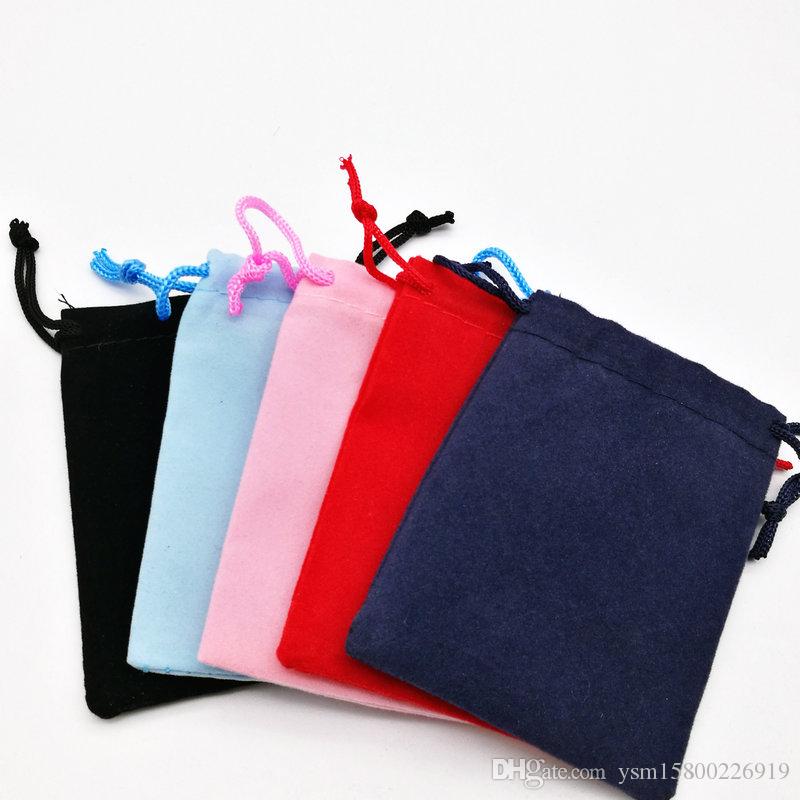 9 * 7 cm 100 PCS Rope Flannelette Velvet Bags Headphones Small Wedding Candy packing Jewelry Gift Bag Has Five Colors Red Dark Blue Black Pink от DHgate WW