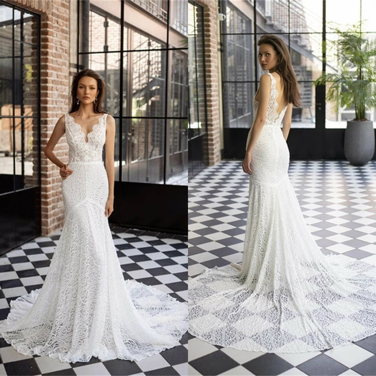 2020 Mermaid Wedding Dresses V Neck Sleeveless Appliques Lace Bridal Gowns Custom Made Backless Sweep Train Wedding Dress robes de mariée, Champagne
2020 Mermaid Wedding Dresses V Neck Sleeveless Appliques Lace Bridal Gowns Custom Made Backless Sweep Train Wedding Dress robes de mariée, Champagne