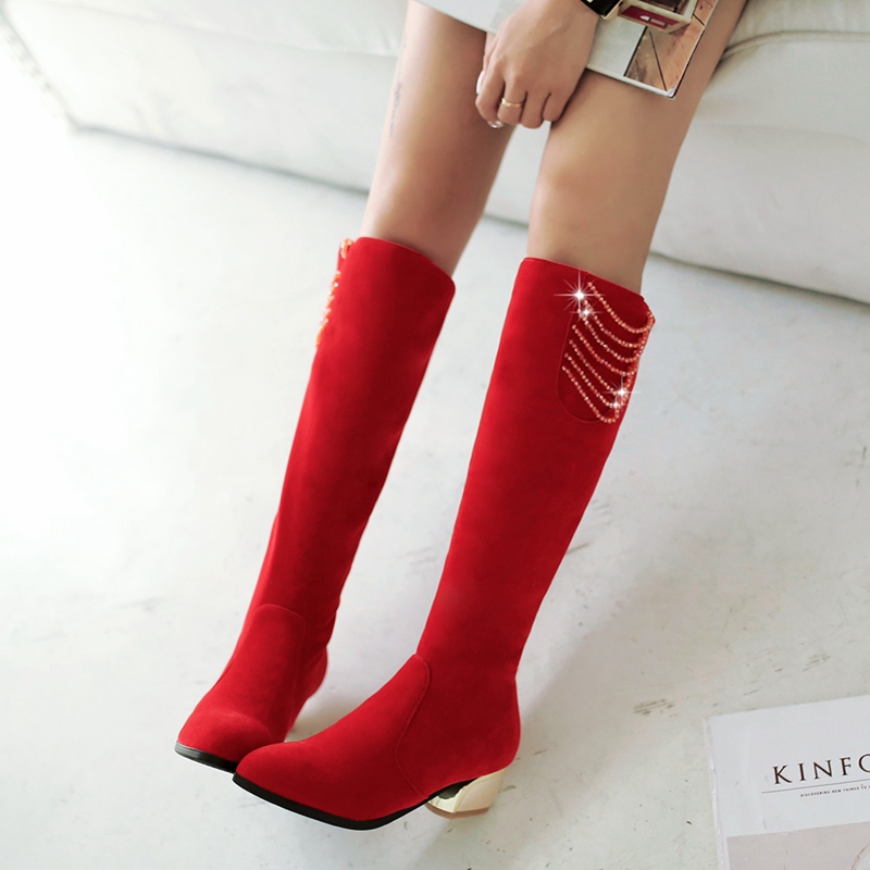 Women winter boots Platform Knee High Boots Sweet Fashion 4.5CM High Heels Red Flock Long Woman plush warm Black Shoes 926
Women winter boots Platform Knee High Boots Sweet Fashion 4.5CM High Heels Red Flock Long Woman plush warm Black Shoes 926