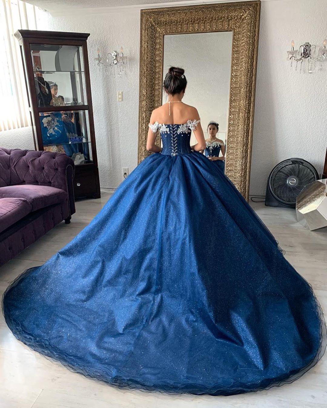 Glitter Crystal Beaded Top Cheap Quinceanera Prom dresses Off the shoulder Sequined Tulle Ruched New Sweet 16 Dress Vastidos De Dress